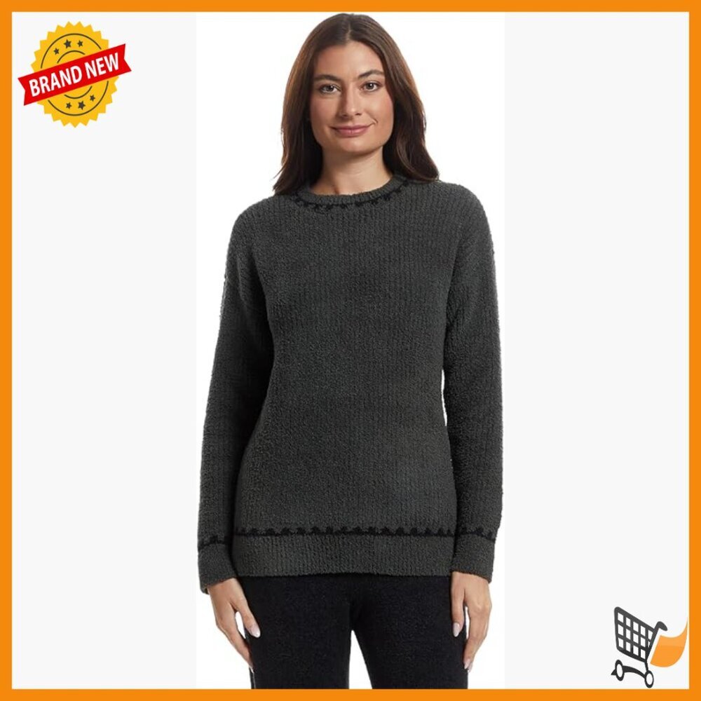 Relaxed Fit Ribbed Pullover Sweater with Blanket Stitch Details